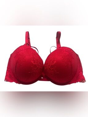 Victoria’s Secret Very Sexy Balconette Push Up Bra 36DD Red Lace Underwire